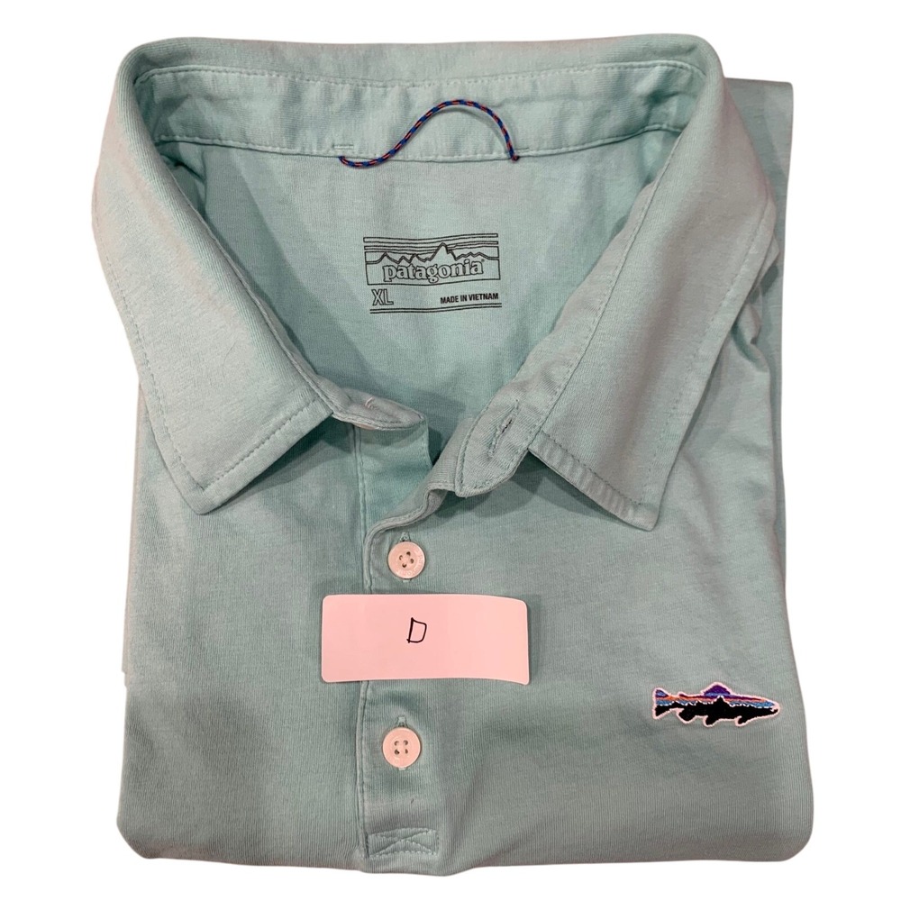 Patagonia Polo Shirt Fish Logo Short Sleeve Casual Top XL Men's Blue - Picture 10 of 10